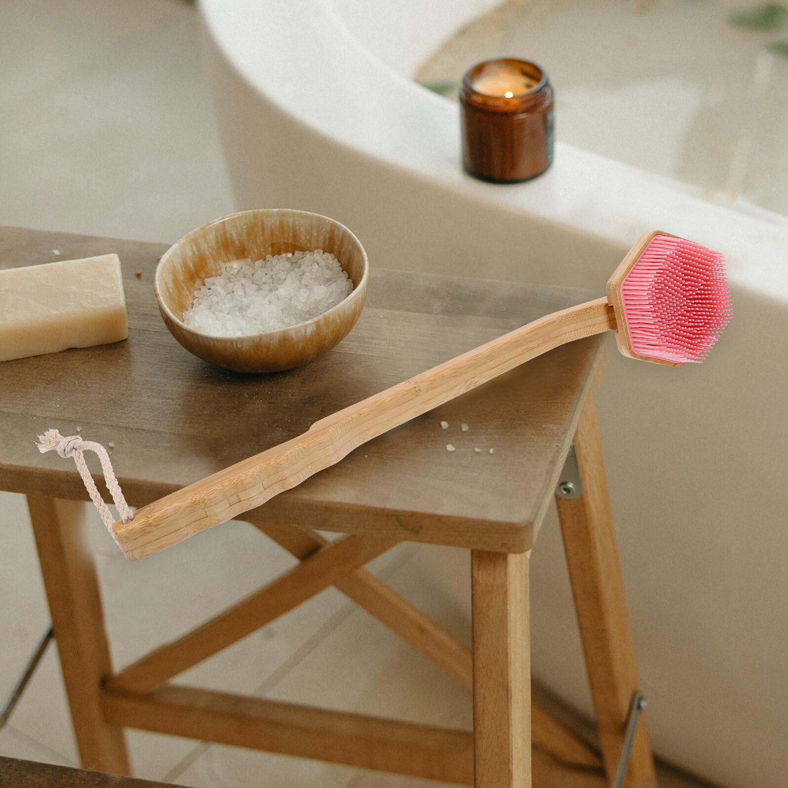 Cepillo De Baño Mango De Madera Cepillo De Ducha Para Exfoliación De Muerta Baño o Ducha