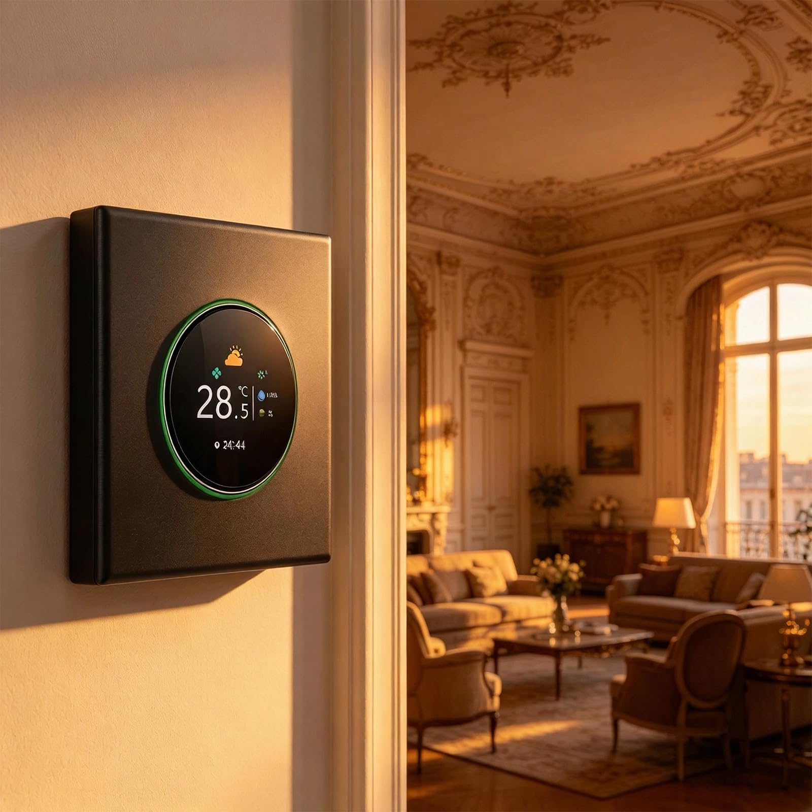 Smart Knob Farbthermostat Klimaanlage mit 2-Rohr, Sprachsteuerung, funktioniert mit Alexa Google Home, Smart Life App Control