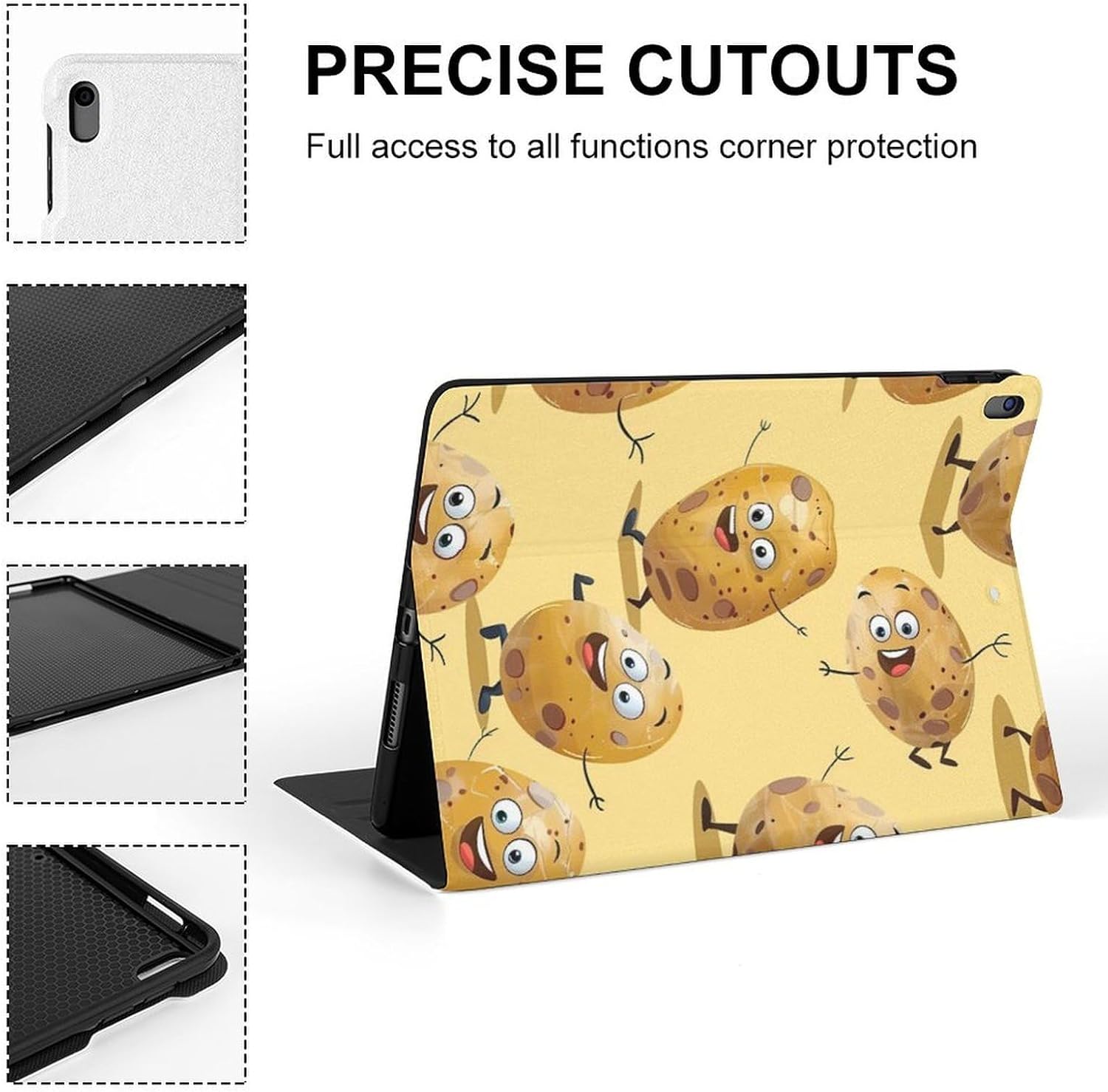 Cartoon Potato Printed Case Trifold Stand Protective Cover Compatible with ipad Pro/ipad Air3(10.5in)