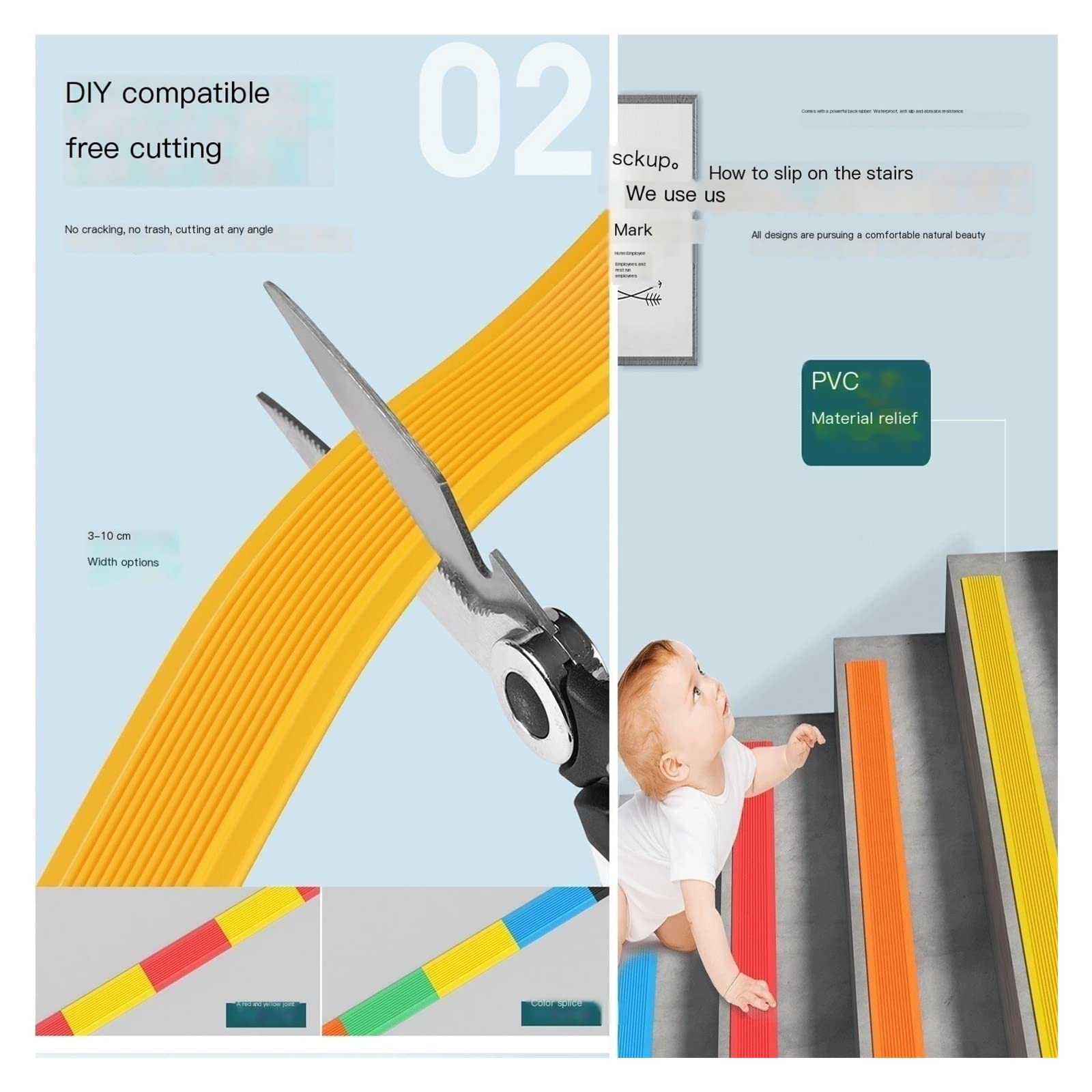 Tira antideslizante para peldaños de escalera para exteriores, autoadhesiva, de PVC, para seguridad impermeable en los escalones, color negro, 5 m, 5 cm