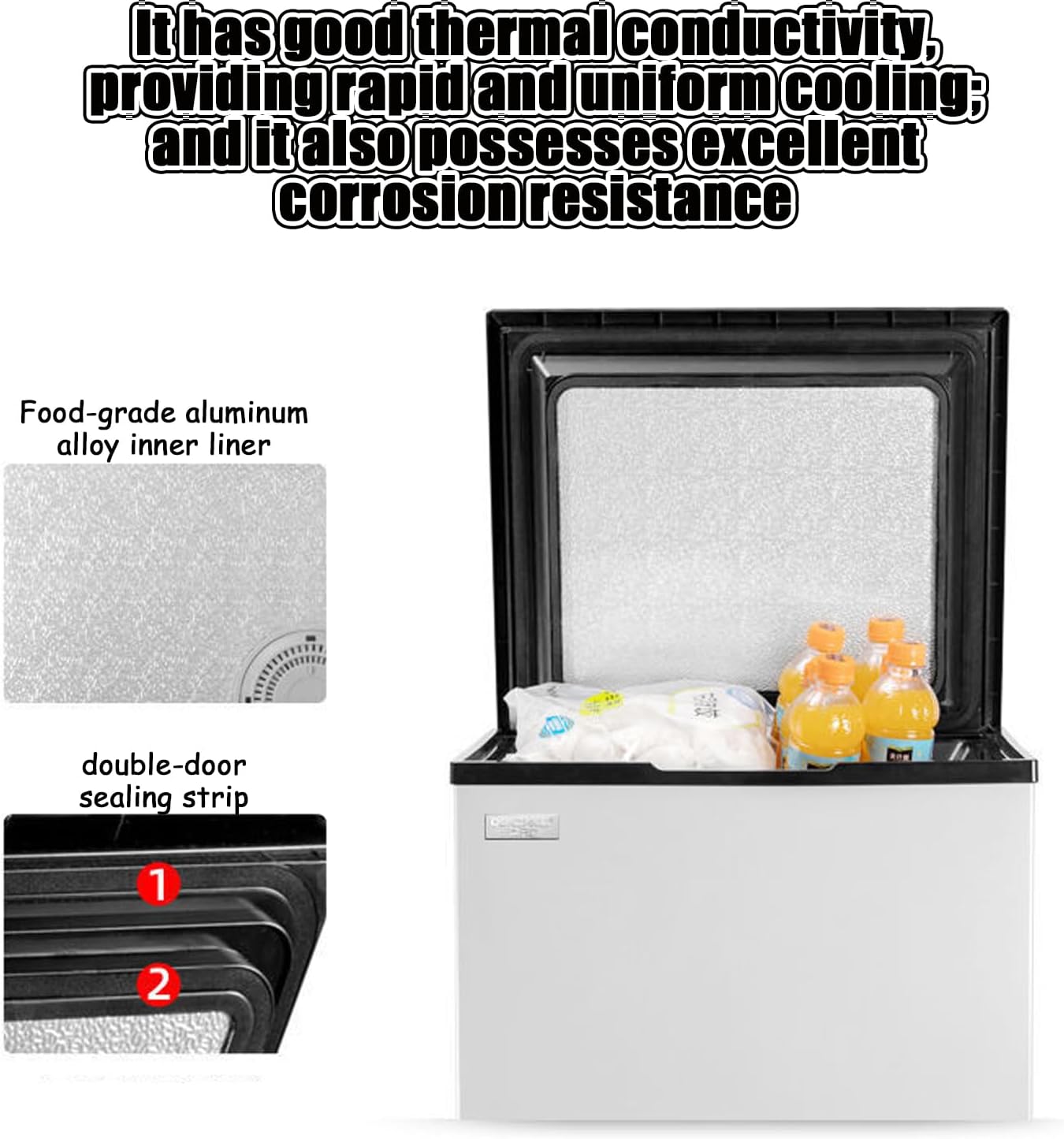 Chest Freezer Deep Freezers with Adjustable Thermostat & Ultra-Quiet Operation, Top Open Design, Space-Saving Compact Size for Food and Meat Storage in Dorm, Apartment, and Home Kitchen gray 55L