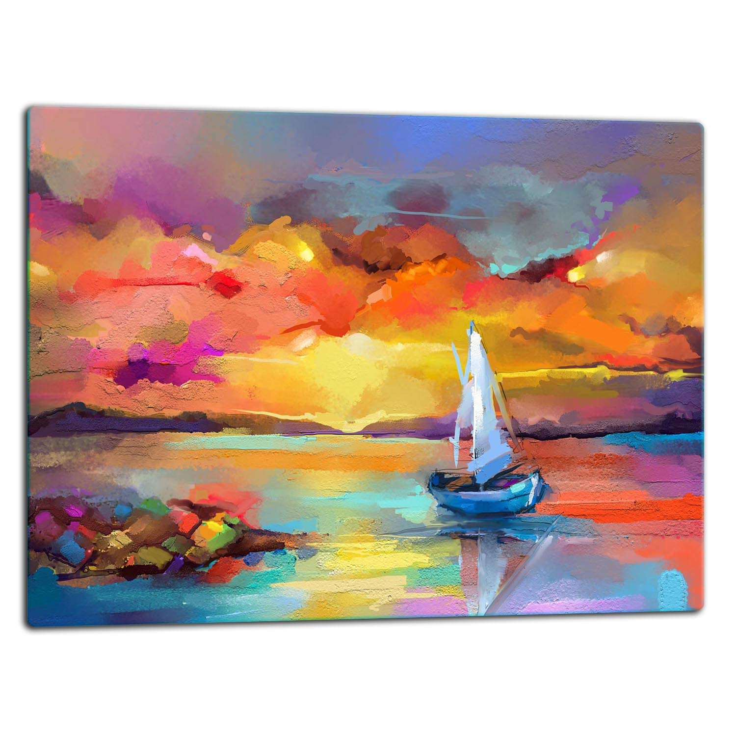 TMK | Planche à Découper en Verre Ceranfeld 52 x 40 cm - Protection Anti-Éclaboussures Universelle pour Cuisine, Bateau