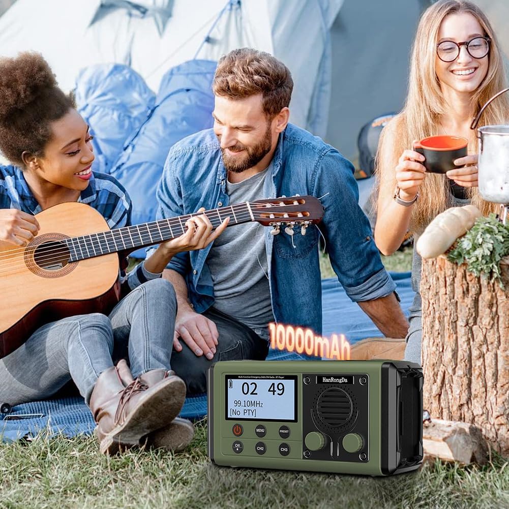 Radio DAB FM 10000 mAh z korbą słoneczną i głośnikiem do radia kempingowego na zewnątrz