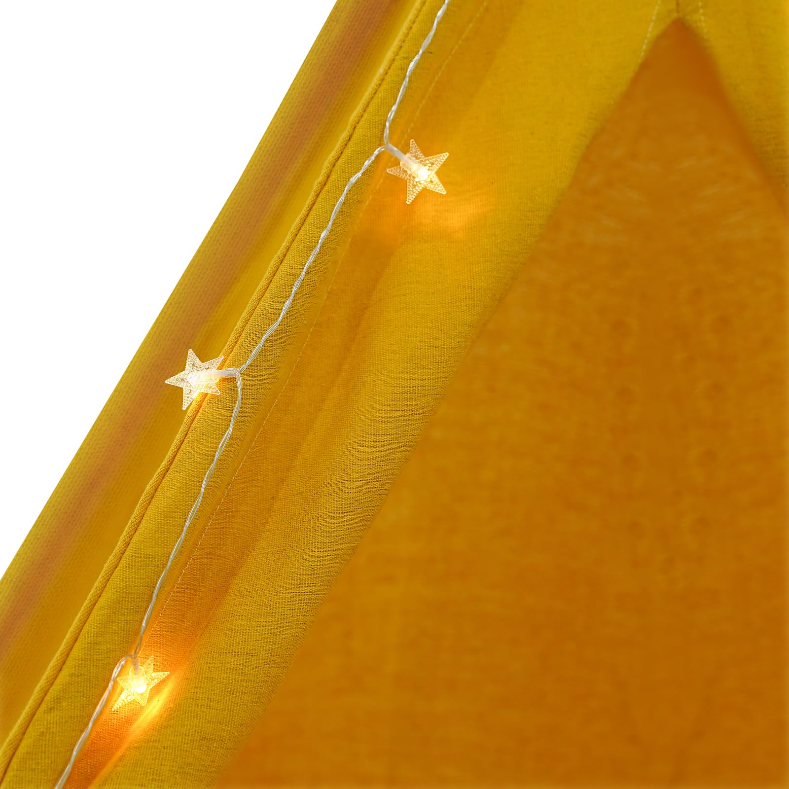 Tipi Tente pour Enfants avec LumièRes,Tipi Enfant Interieur Tente de Jeux Jeu Pliable en Coton avec Tapis 120 * 120 * 140cm,Salle de Jeux Spacieuse pour 1-3 Enfants (Jaune)
