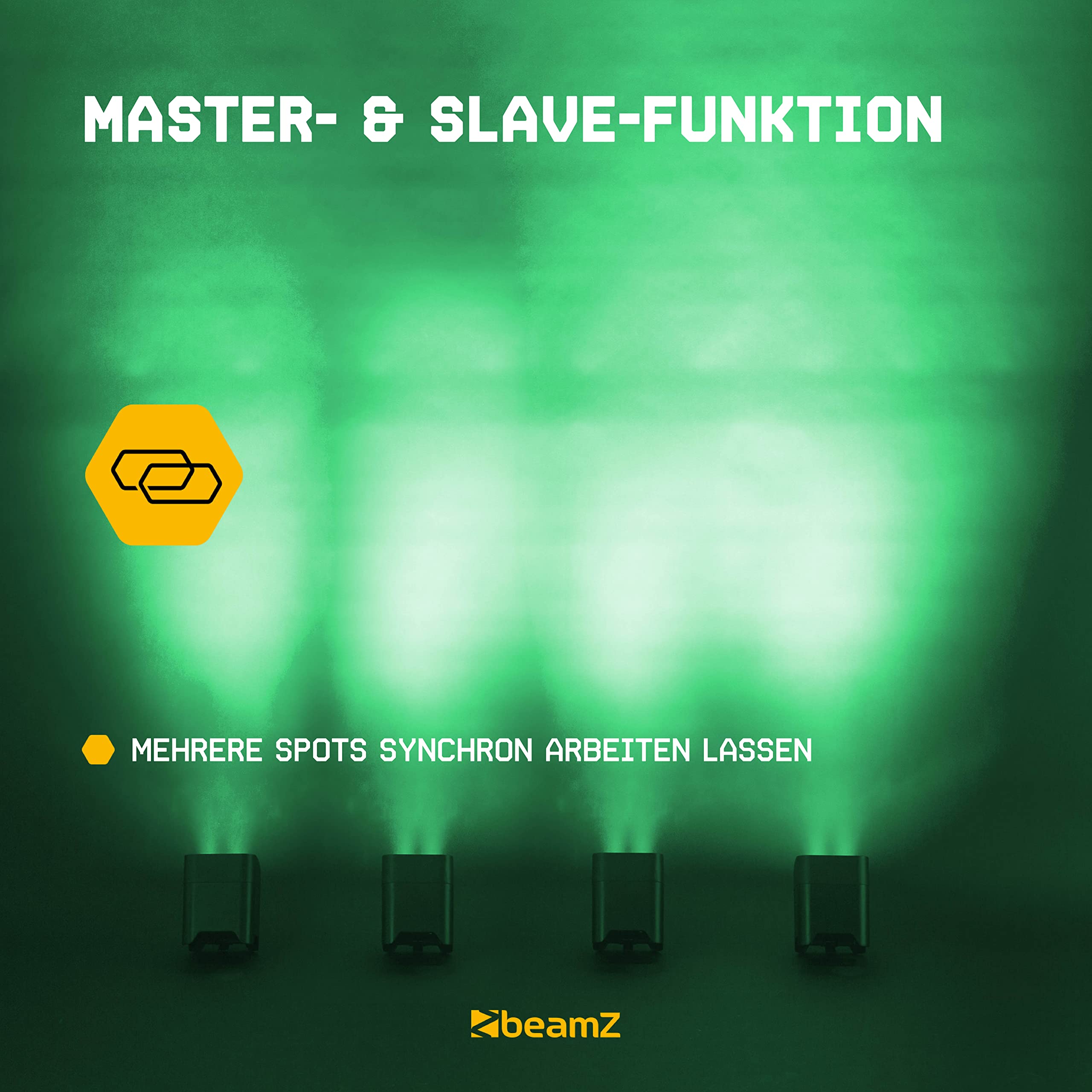 BeamZ BBP90 LED Uplight LED Par Strahler, 20h Akku, 4er Set mit Tasche, 4 x 4 Watt, Bühnenbeleuchtung Set für DJ Pult, Bühnenlicht, DMX-LAN, Partylicht Musikgesteuert, Bühnenequipment, Fernbedienung