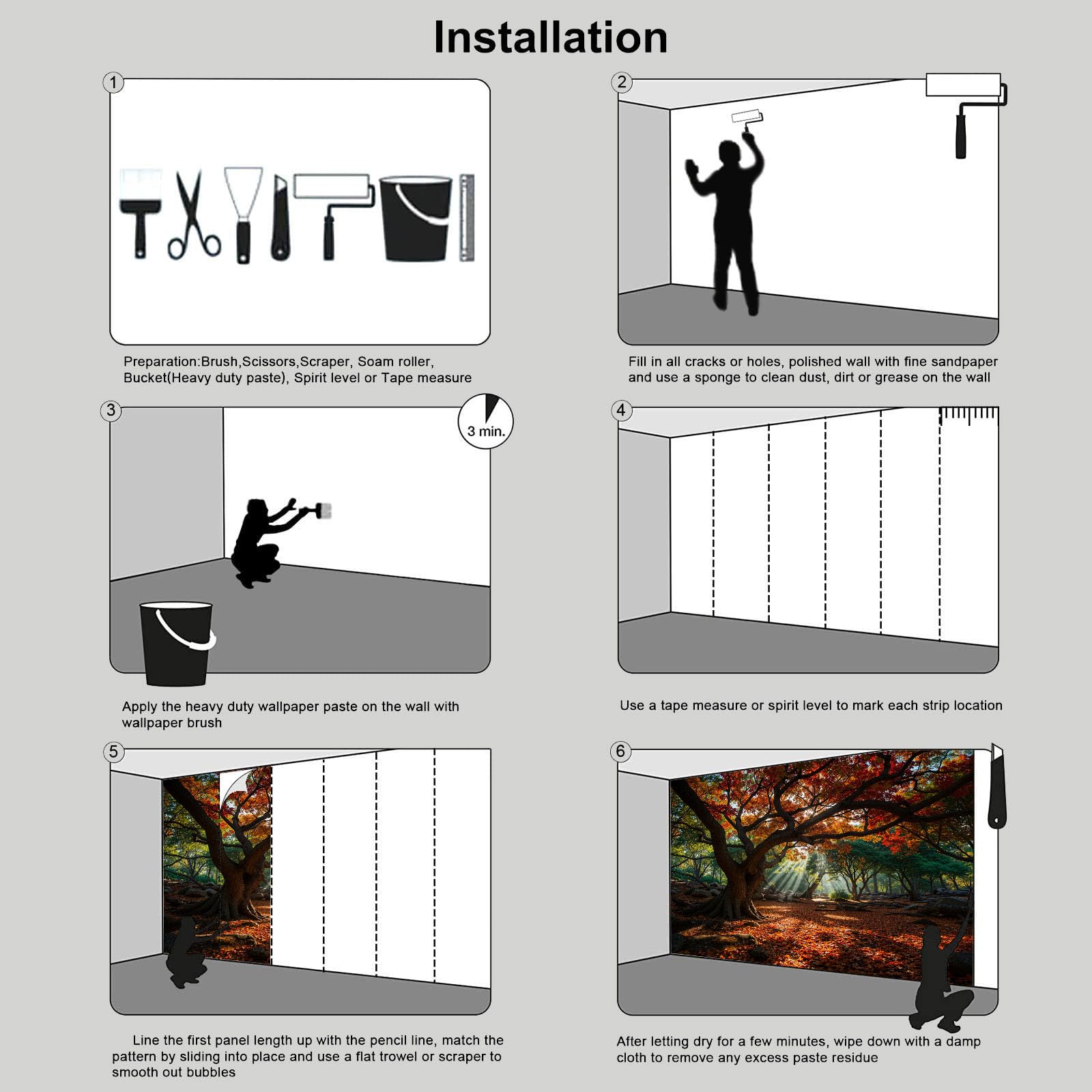Fotomurales Decorativos Pared 3D, Bosque De Arces Soleados Bosque Otoñal Póster Papel Tapiz Decorativos Murales Impresión HD Ecológica Foto Artísticos Sofá Pintura, 200Anx140Al cm