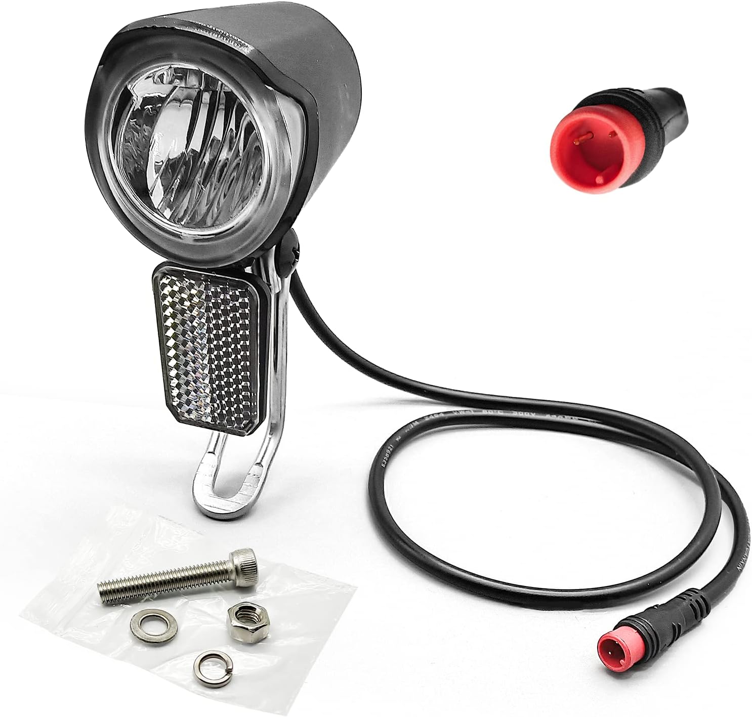 Ebike Light LED Headlight for E-Bike, 24 V, 36 V, 48 V, 60 V, E-Bike, Light Accessories (Waterproof Socket)