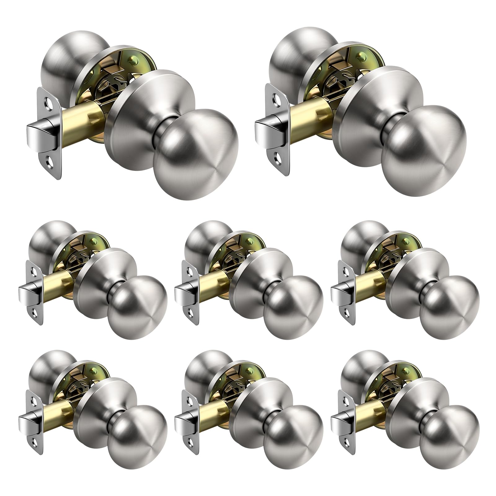 Brushed Nickel Door Knobs - Keyless Privacy -28