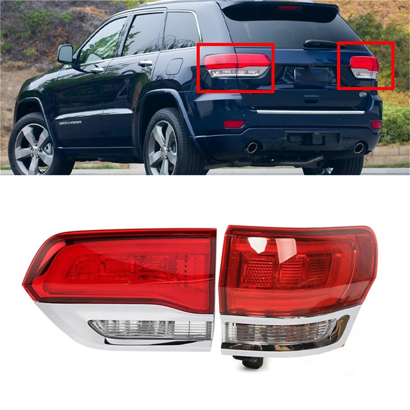 Lampa tylna zespolona Do Jeep Grand Cherokee 2014-2016 Zewnętrzne wewnętrzne światło tylne 68110047AB 68236104AC tylne światła LED(Outer Left)