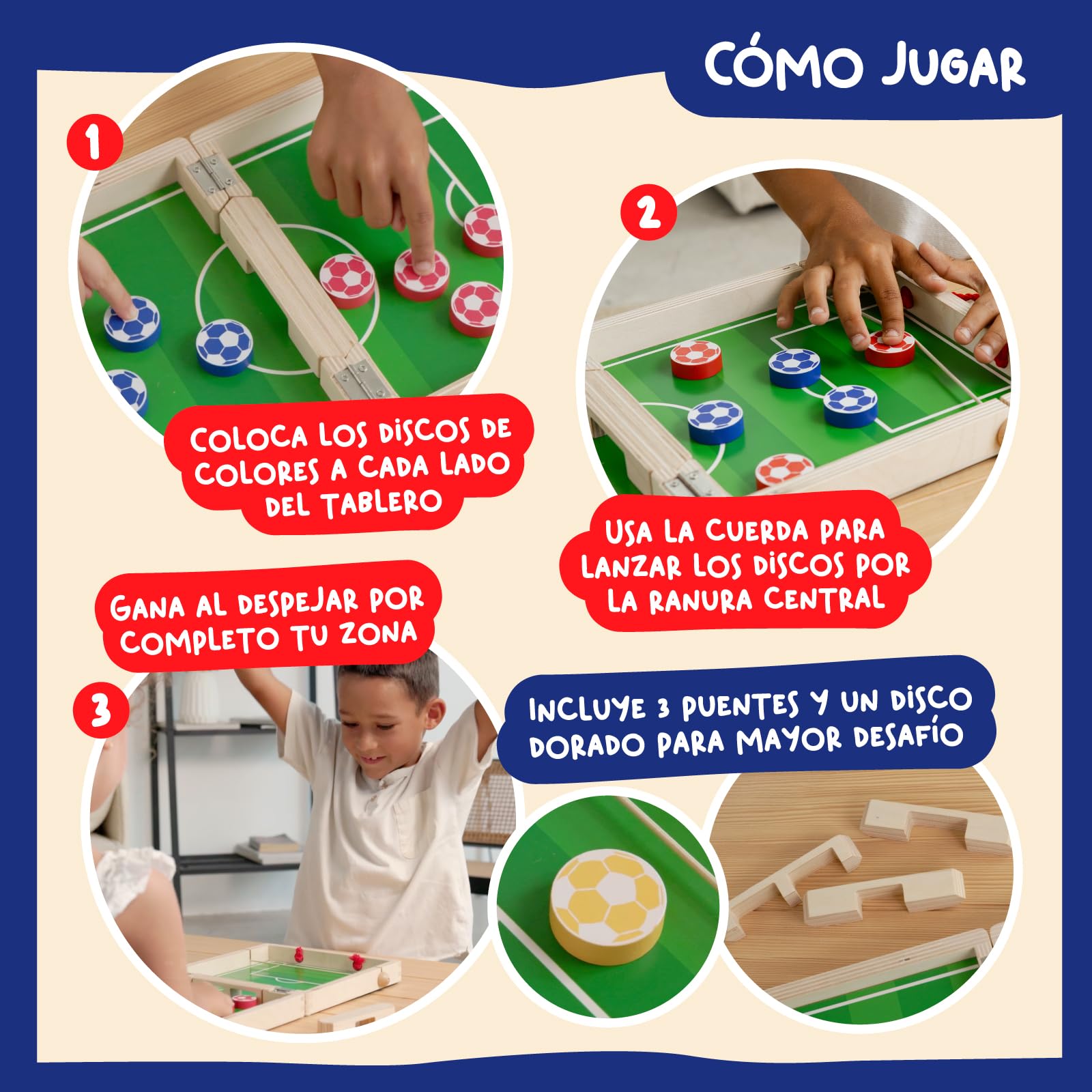 Nene Toys Sling Goal – Juego de Mesa Familiar Desde 4 Años para Niños y Adultos – Juguete en Madera para 2 Jugadores – Juego Infantil de Futbol para Viaje – Regalo Niños Niñas 4-12 Años