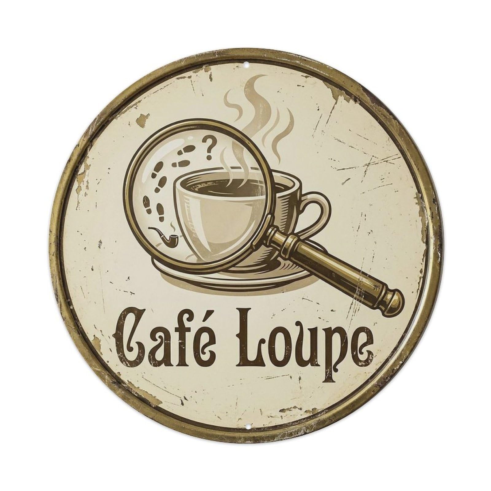 Magnifying Moka Glass Pot Bistro Coffeehouse Espresso Metal Tin Sign Plaque Wall Decor for Cafe, Man Cave, Club Bar, Office, Home Garden Round Metal Poster 8x8Inch