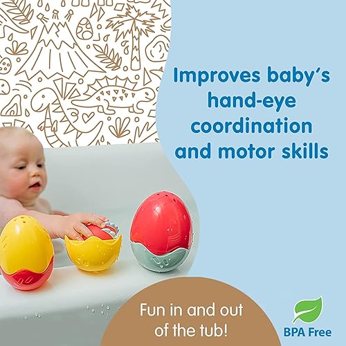 Miniatura 4 de Dr. Browns CleanUp Pour & Roar Watering Can 6m+, Float & Hatch Dino Eggs Nesting Bath Toy, 6m+, and CleanUp Dino-Soft Baby Bath Spout Cover