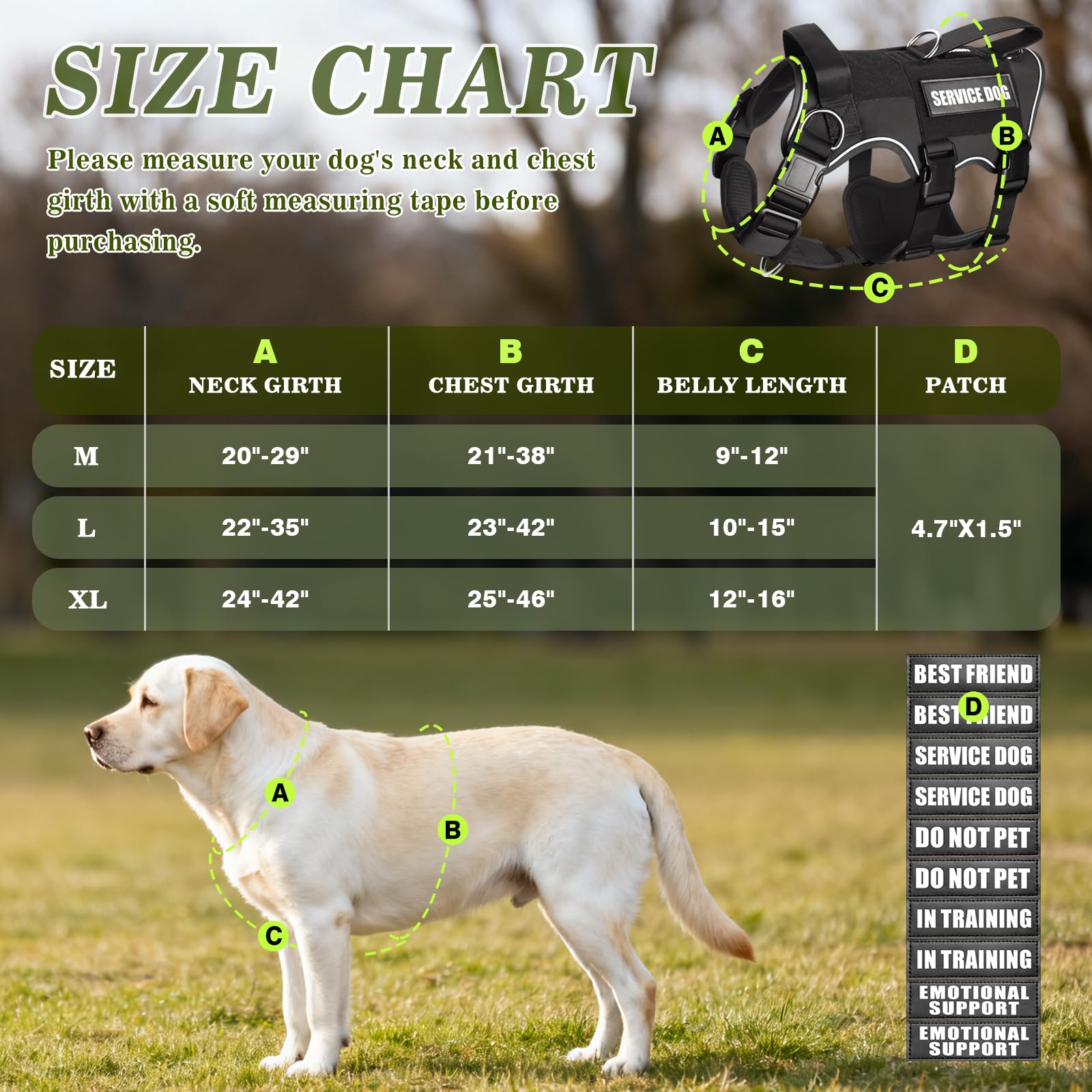 Chaleco para perro de servicio con bolsillos, arnés grande para perro y mochila extraíble para entrenamiento de senderismo, chaleco para mascotas con asa y sistema Molle para parches, color