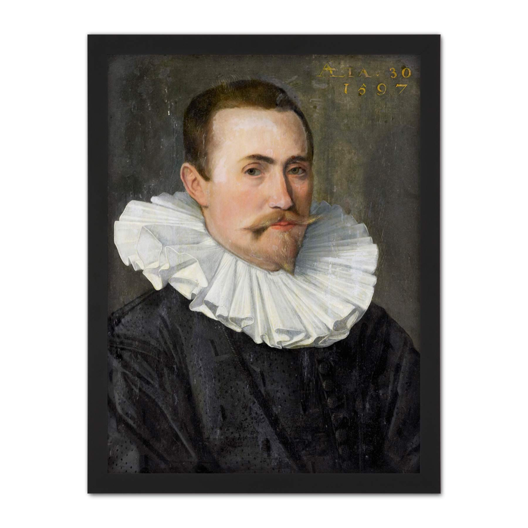 Artery8 Portrait Of A Man 1597 Painting Artwork Framed Wall Art Print 18X24 Inch