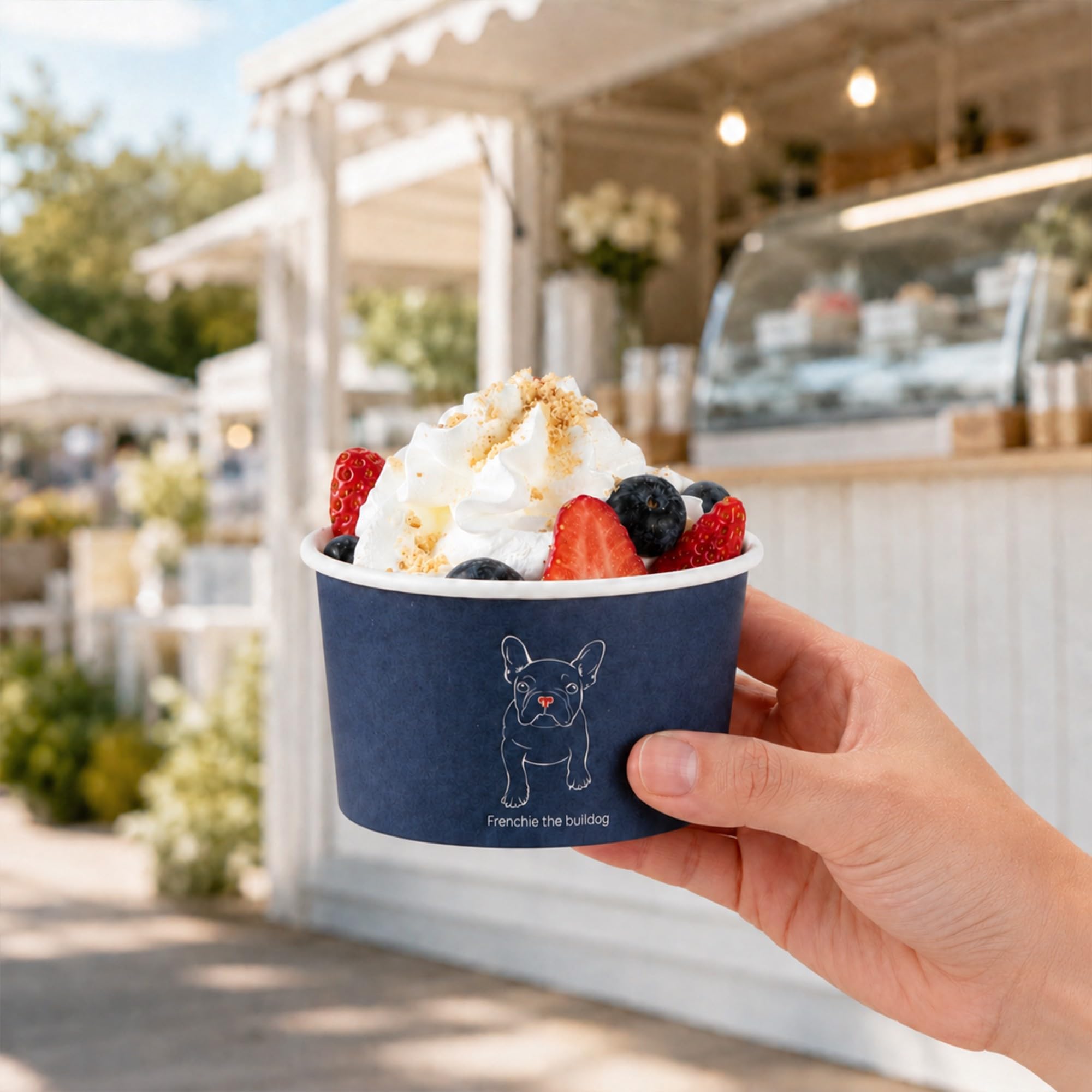 Coppetta - Vasos de postre de 5 onzas, 200 vasos desechables para helado, las tapas se venden por separado, resistentes, cuencos de papel francés FroYo, para alimentos calientes y fríos, perfectos
