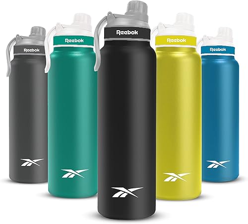 Miniatura 8 de Reebok Botella de agua atlética de acero inoxidable  Botella de agua aislada de 32 onzas con tapa de chug  Botella de agua deportiva aislada al