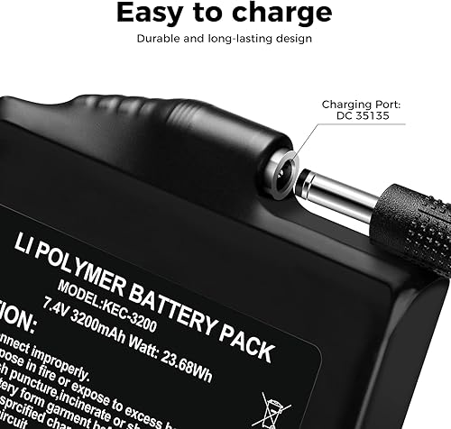 Miniatura 3 de Paquete de repuesto de batería recargable de polímero de litio de 3200 mAh, 7.4 V, compatible con guantes calentados, guantes, medias, calcetines,