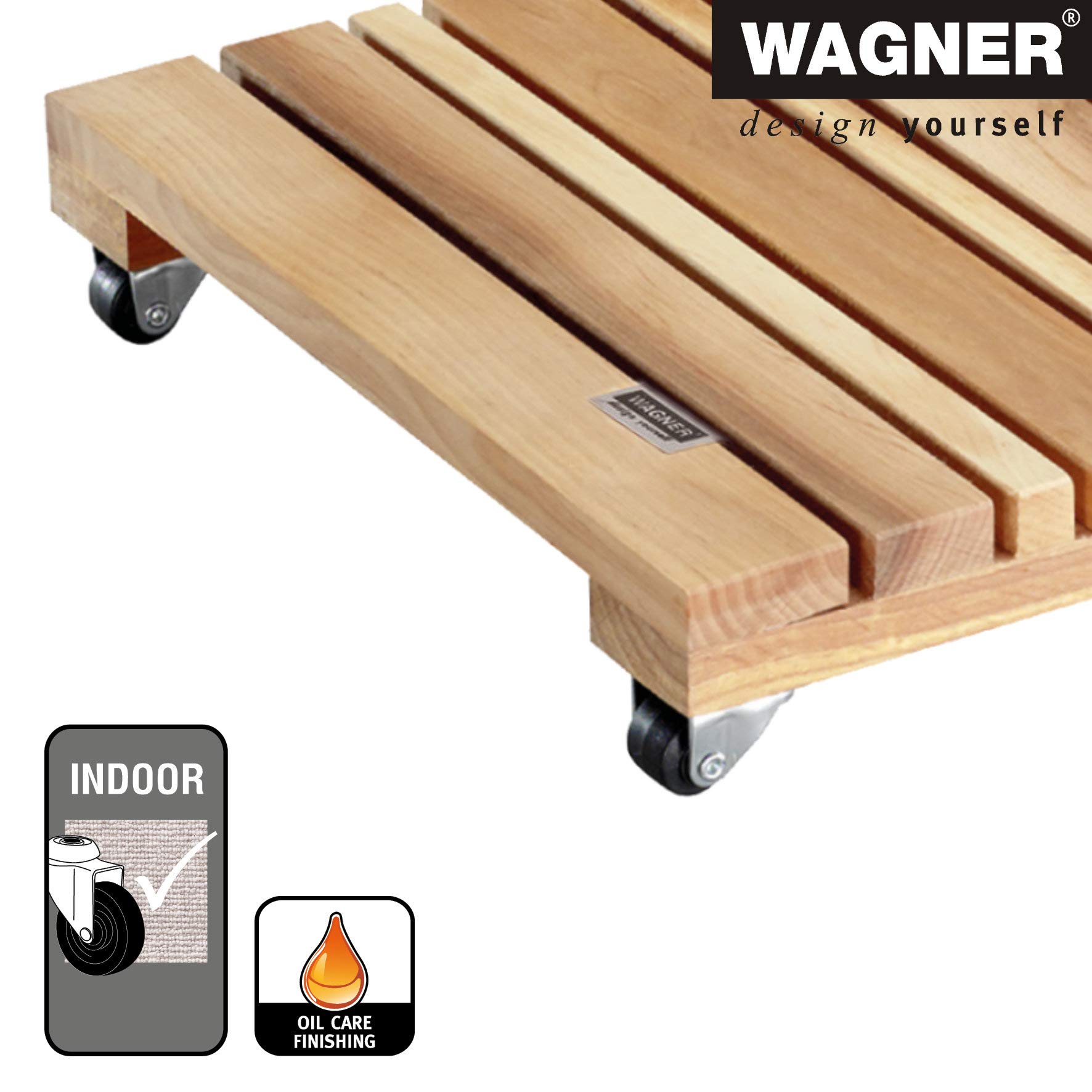 WAGNER Support à Roulettes Pour Pot De Fleur Feng Shui 28 X 28 X 5,5 Cm