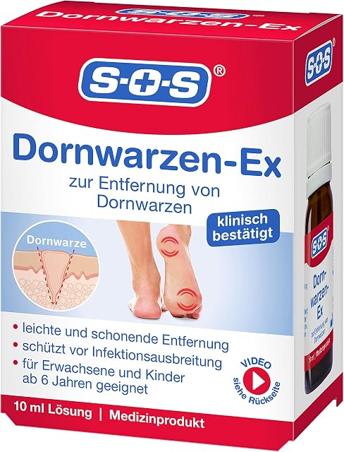 SOS Brodawki cierniowe Ex do usuwania brodawek na stopie  środek na brodawki z kwasem salicylowym i kwasem mlecznym dla dzieci od 6 lat  produkt medyczny 1 × 10 ml