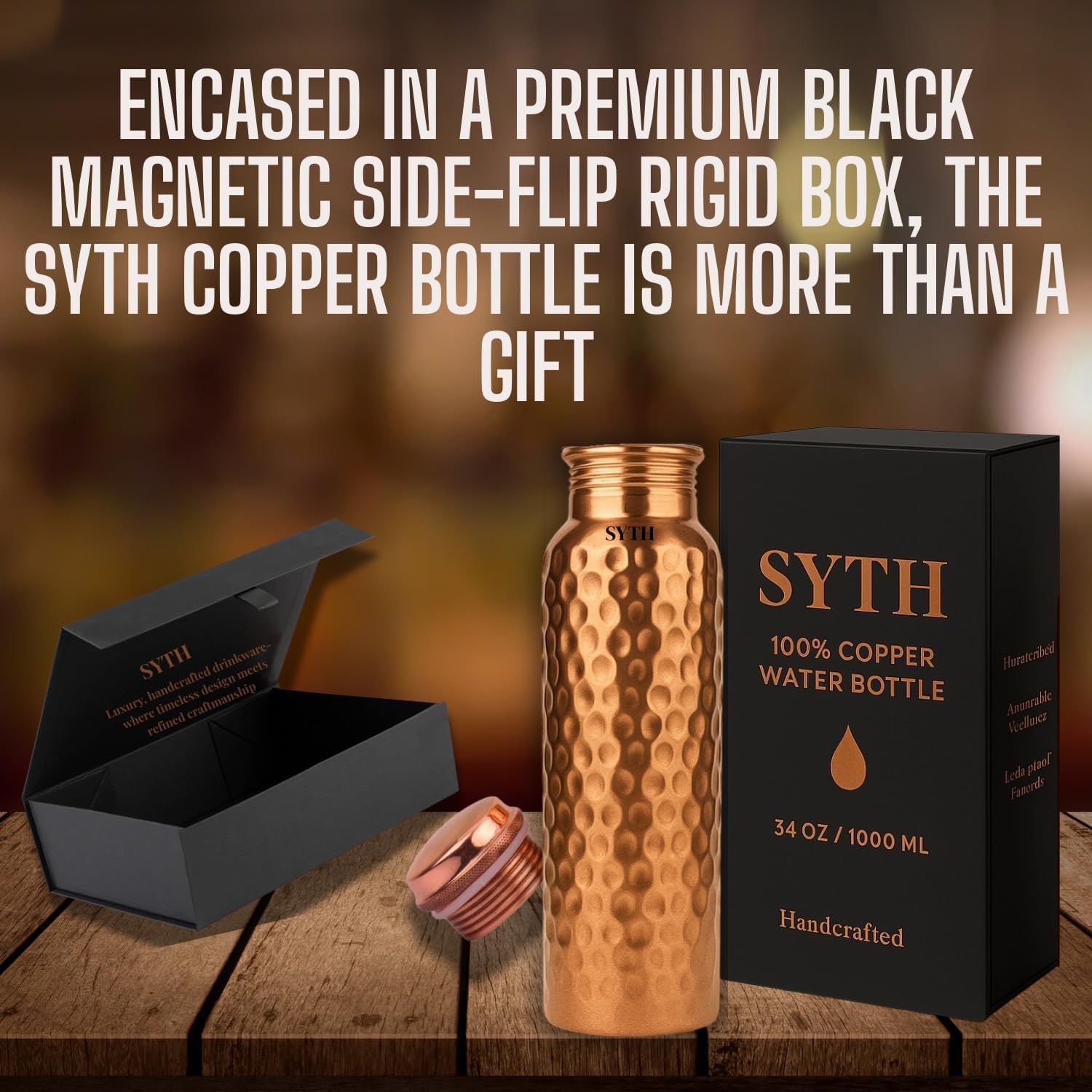 SYTH Luxury 100% Pure Copper Water Bottle - 34 OZ – |BPA Free| Ayurvedic Copper Drinking Bottle for Women and Men – | Lab-Tested, Heavy Duty & Leak-Proof | Copper Vessel (Luxury Gift Box Included) - Image 5