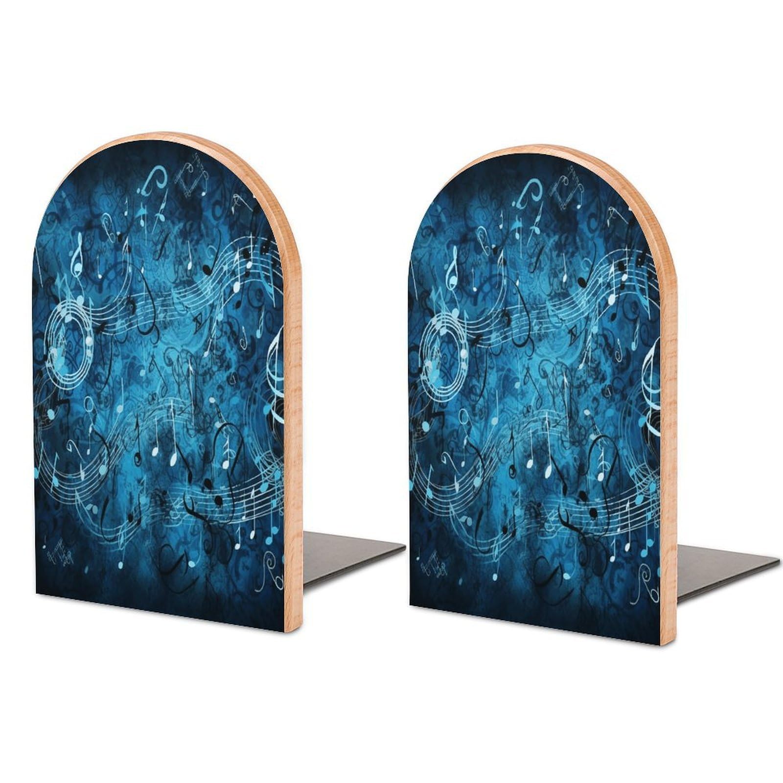 Sujetalibros de madera musical azul ideal para regalar a lectores y músicos