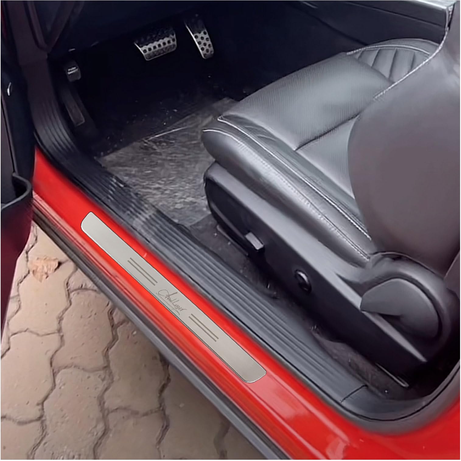 Generic Door Sill Guards Protector for Challenger Stainless Steel Door Entry Guards for 2018-2023 Dodge Challenger, 2pcs/Set (Silvery)