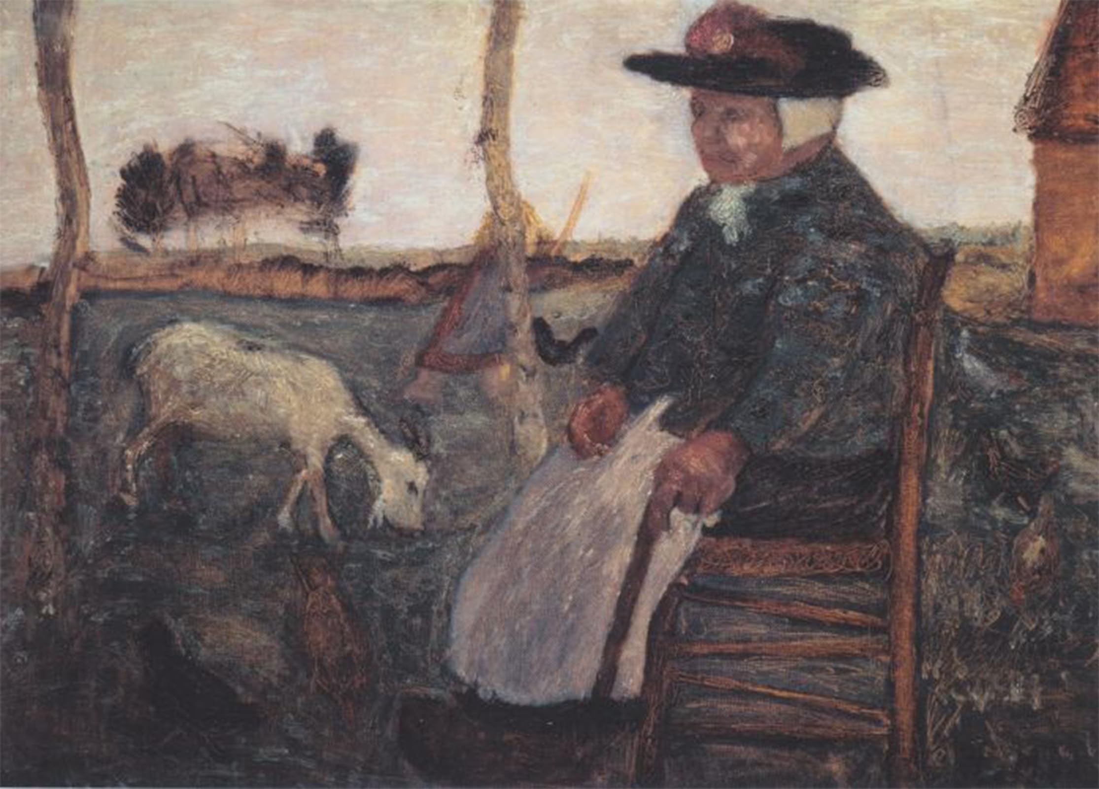 ARTXLXXBN Famous Painting Canvas Artwork Graffiti Print Old Peasant Woman with Goat by Paula Modersohn Becker Portrait Canvas Image for Home Decor 60x90cm