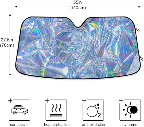 Miniatura 4 de Parasol holográfico para parabrisas bloquea los rayos UV, protector de acordeón plegable, reflector solar para automóvil, camión, SUV, para mantener