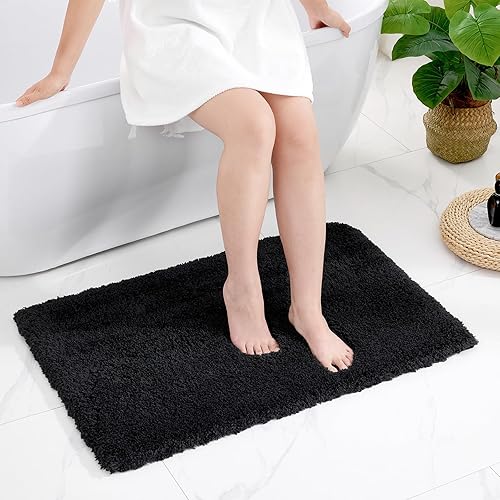 Miniatura 41 de Alfombra larga para suelo de baño de 24 x 70 pulgadas, color blanco antideslizante, esponjosa, lavable, absorbente, para ducha y lavabo