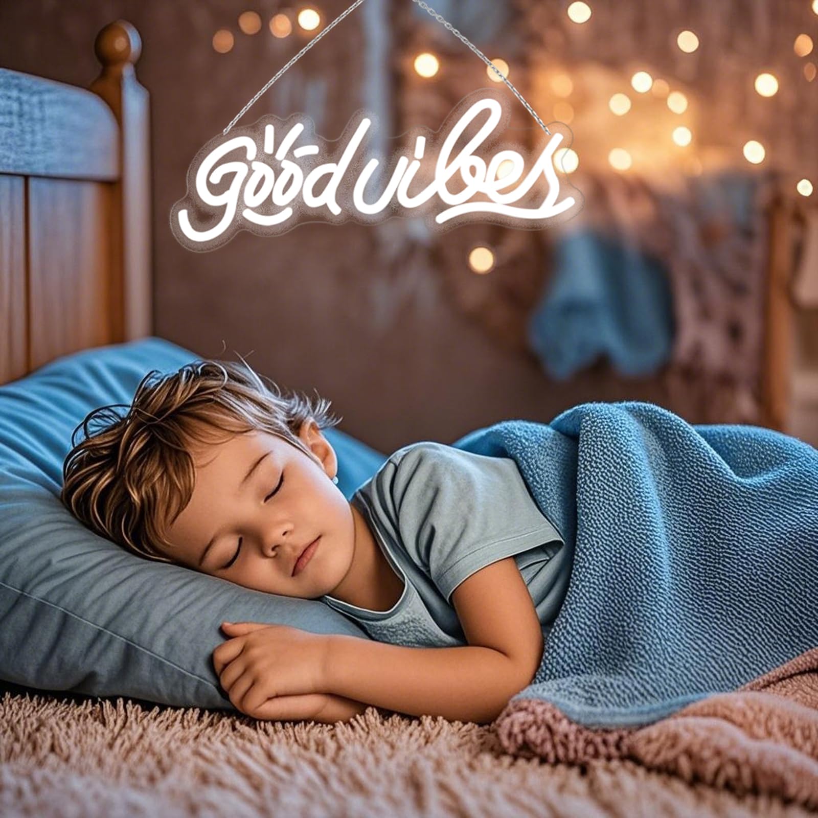 Neonowy znak Good Vibes do dekoracji ścian w tle, ściemniany i zasilany przez USB, podświetlany znak LED, neonowe znaki świetlne na prezenty, imprezę, klub, dla dzieci, dorosłych, unikalny