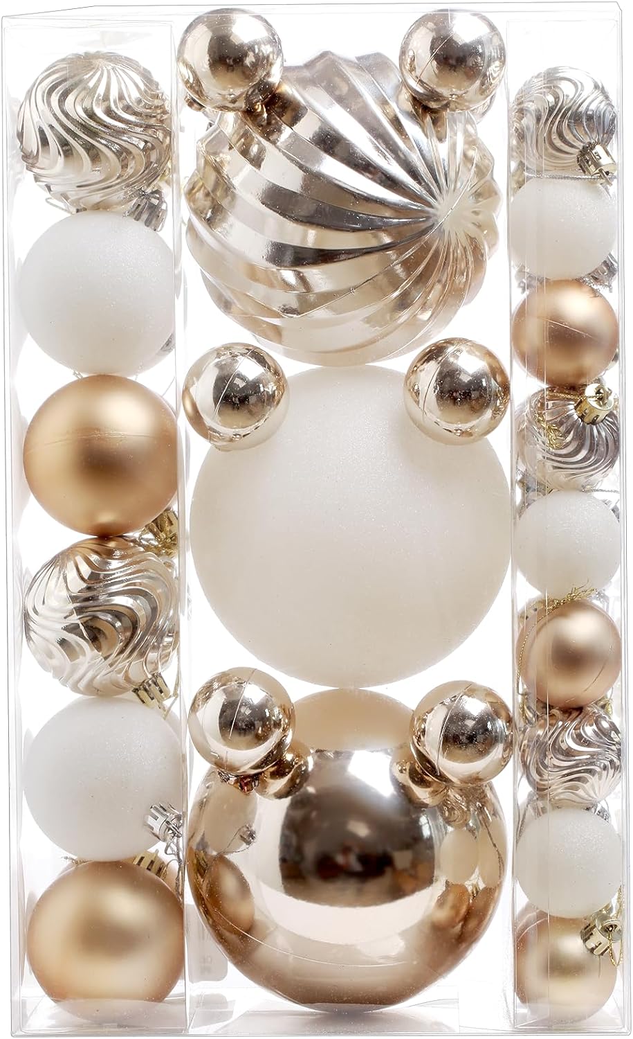 Christmas Ball Ornaments for Xmas Decorations,50 pcs Christmas Extra Large Tree Shatterproof Ornaments-Champagne (Combo of 5 Style in 3 Sizes) - Image 8