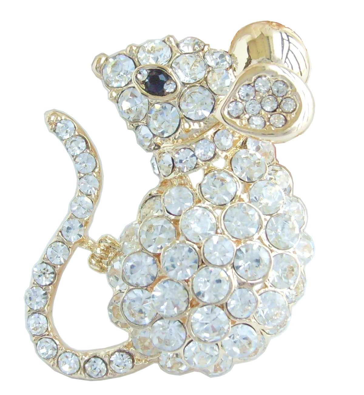 Sindary 1.97" Rhinestone Austrian Crystal Mouse Rat Animal Brooch Pin Pendant BZ3276