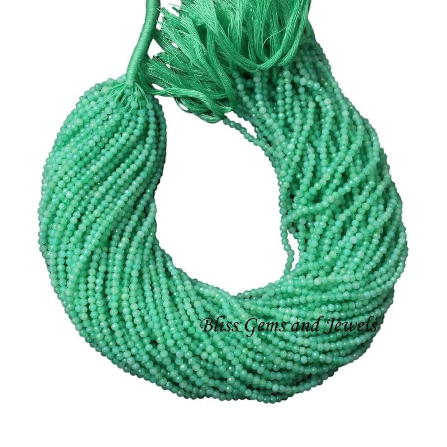 Chrysoprase naturelle AAA en perles 2mm micro facettées pour bijoux haute joaillerie
