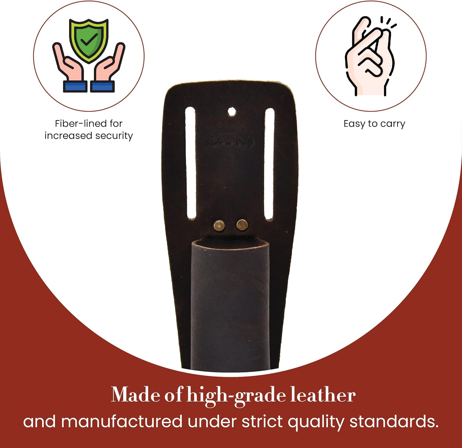 Style n Craft Utility Knife Sheath, Full-Grain Oiled Leather Knife Sheath, Compatible with Most Curved-Handle Knives (#70010), Dark Brown