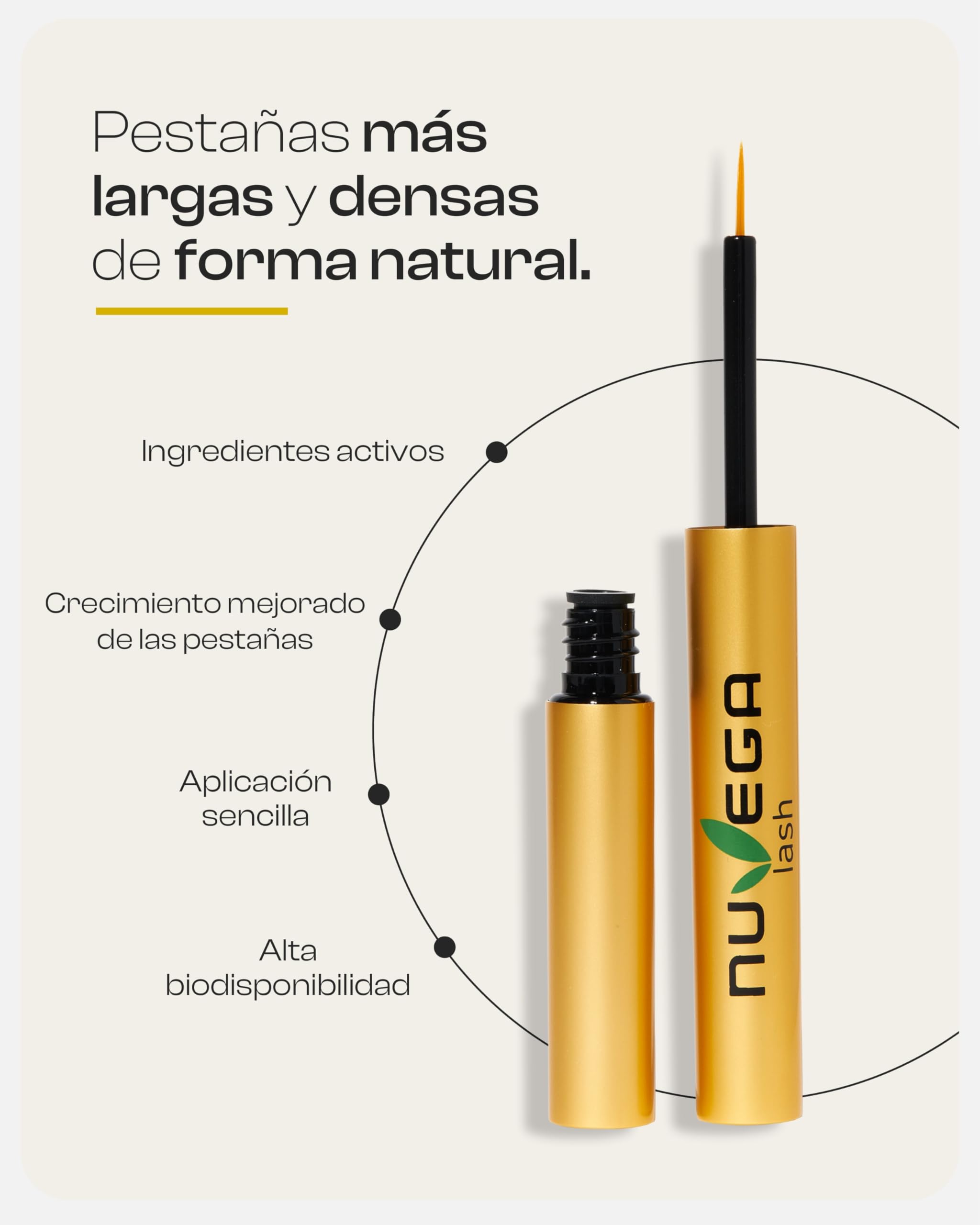 Nuvega Lash - Serum Pestañas y Cejas para unas pestañas largas en sólo 4-6 semanas I Vegano I Serum para el Crecimiento de Pestañas I Crece Pestañas/Alargamiento I Made in Germany I 3ml