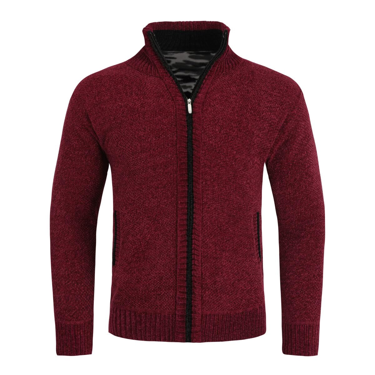 Allthemen Cardigan da Uomo Spesso con Collo Alto e Cerniera Lavorato a Maglia Sweater con Maniche Lunghe in Lana e Cotone