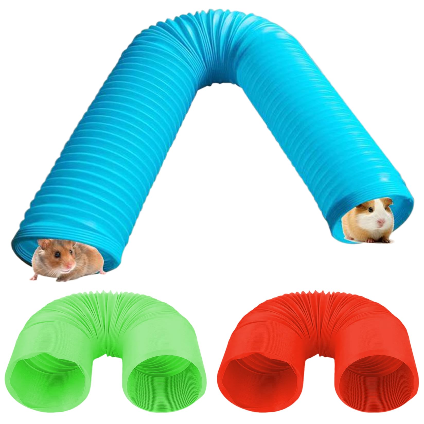 Yaoliucp Pet Tunnel, 3Pcs 7.5-29.5 Inch Extendable Hamster Tubes, Funny Plastic Ferret Tunnel For Chinchillas, Ferrets, Guinea Pigs, Gerbils, Hamsters, Hamster Tubes