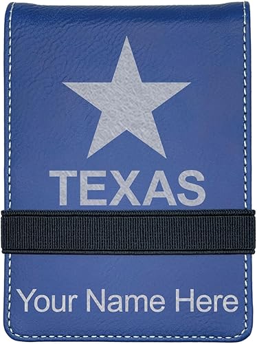 Vista 31 de LaserGram Mini bloc de notas, bandera de Texas, grabado personalizado incluido (negro con oro)