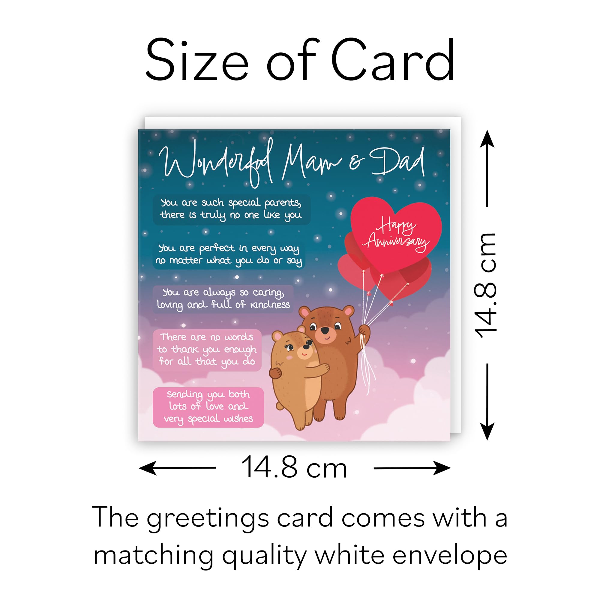 Hunts England, Mam And Dad Poem Anniversary Card, Starry Night, Cute Bears, Verse Anniversary Card For Mam And Dad - Image 3