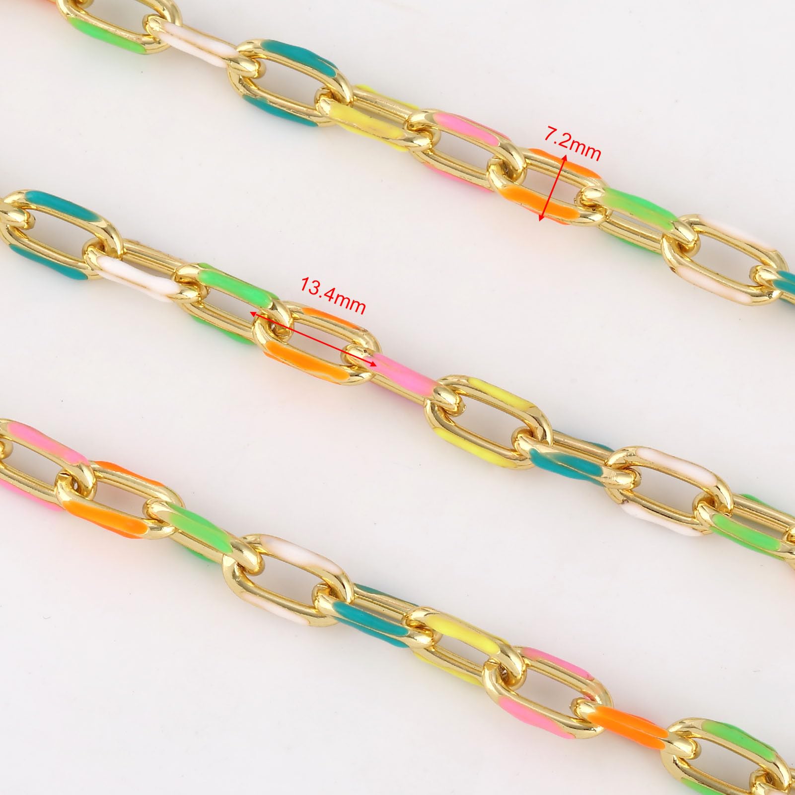 KYUNHOO 6.5 Feet Colorful Chains for Jewelry Making Enamel Paperclip Chain Roll 18K Gold Plated Brass Jewelry Making Chains for Handcraft DIY Supply Jewelry Findings
