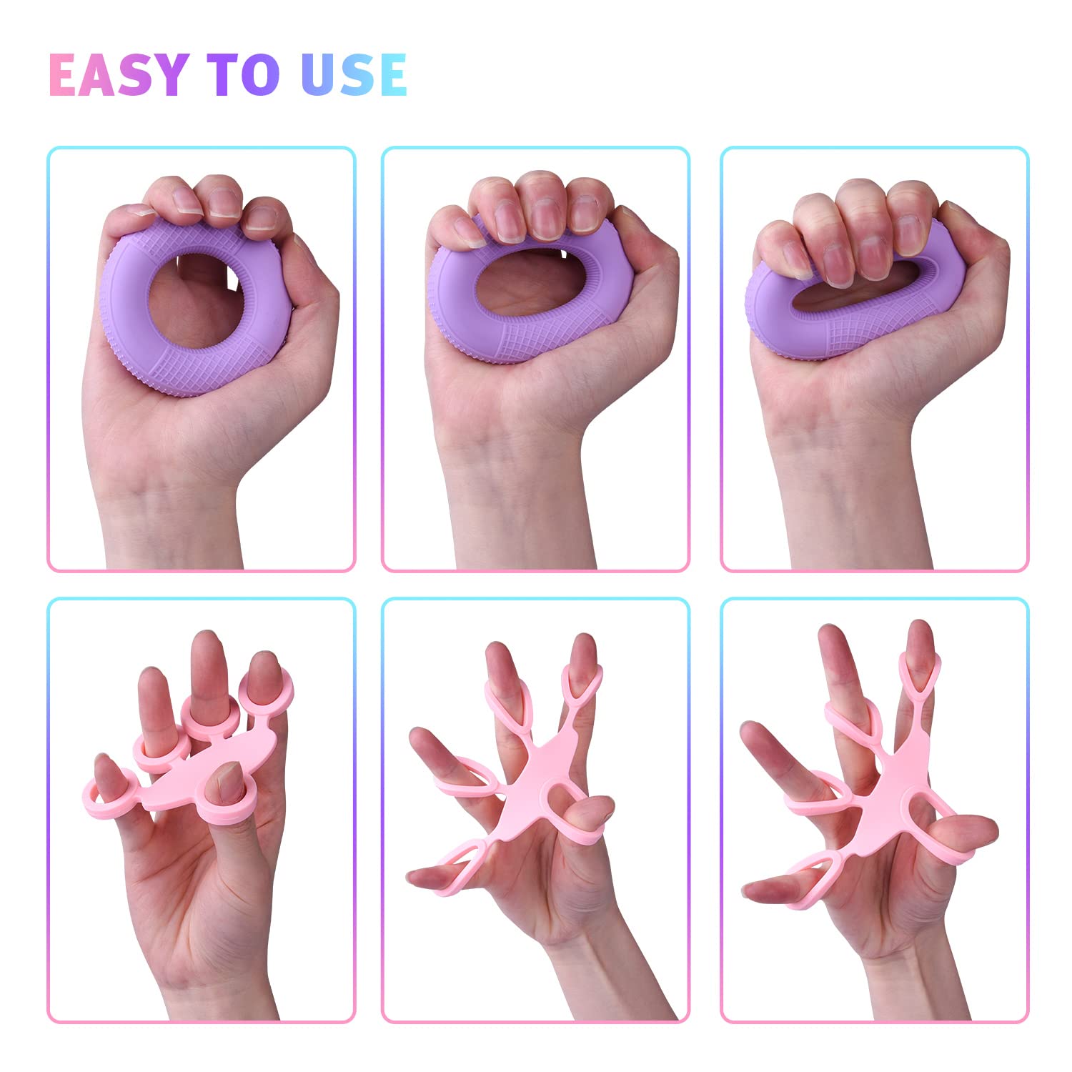 Handtrainer 2 Stück | Griffstärker | Stressabbau | Blau & Pink