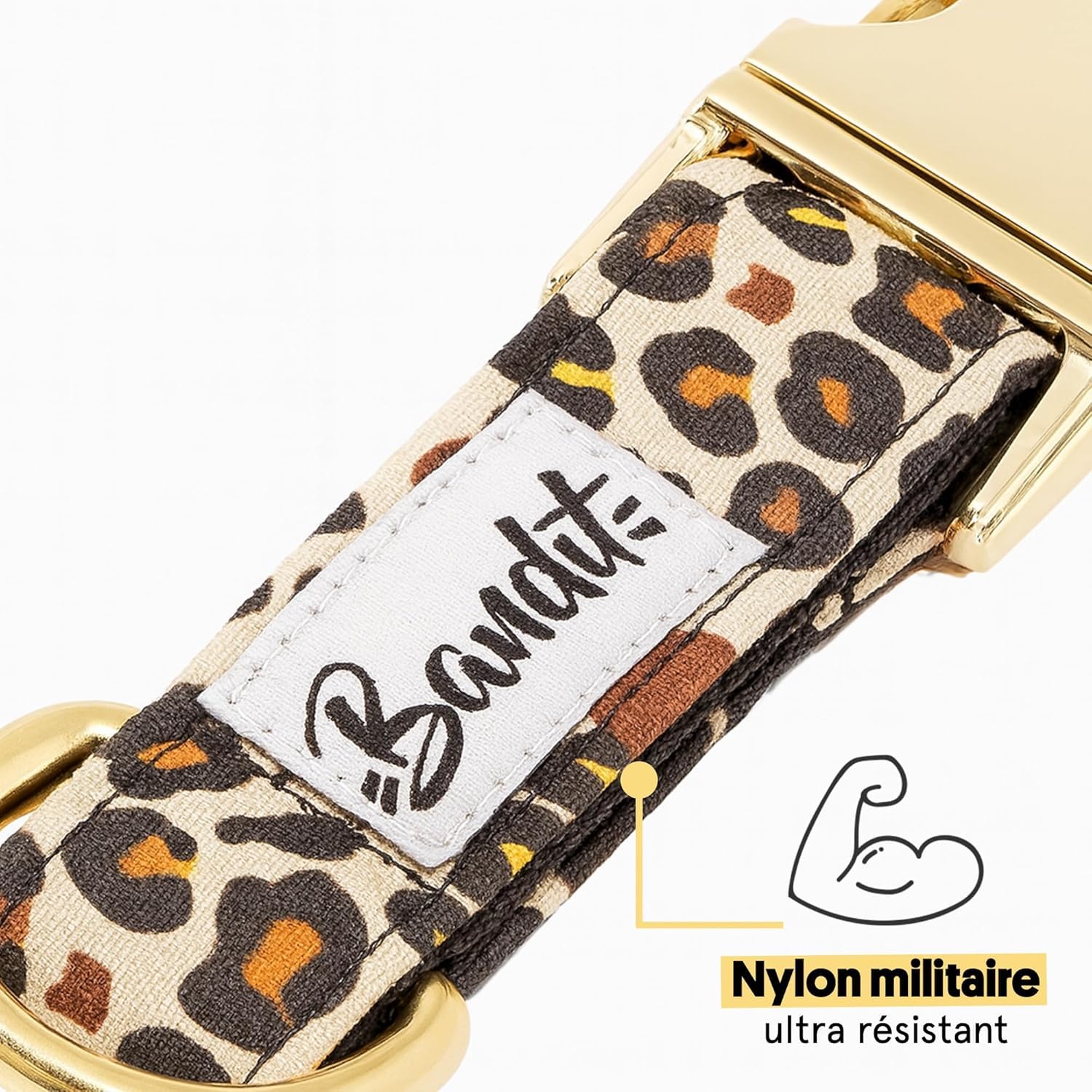 Bandit - Bandana pour Chien - Taille M -Wild Wild Wouf - Tour de Cou 30–38 cm - Attache pour Laisse intégrée - Foulard en Nylon résistant et Doux - Confortable, Durable et Lavable en Machine
