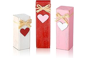 3pcs Valentine's Day Rustic Wood Presents Valentine's Day Centerpieces