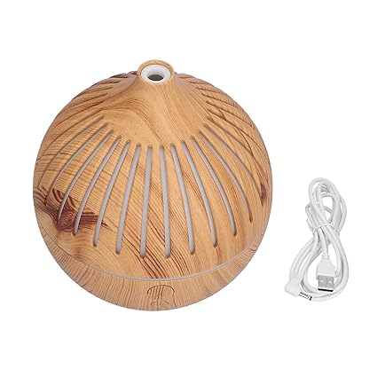 Generic Air Humidifier, USB Powered Wood Grain Night Light Air Humidifier Colorful LED Portable with Automatic Power Off for Bedroom for Office