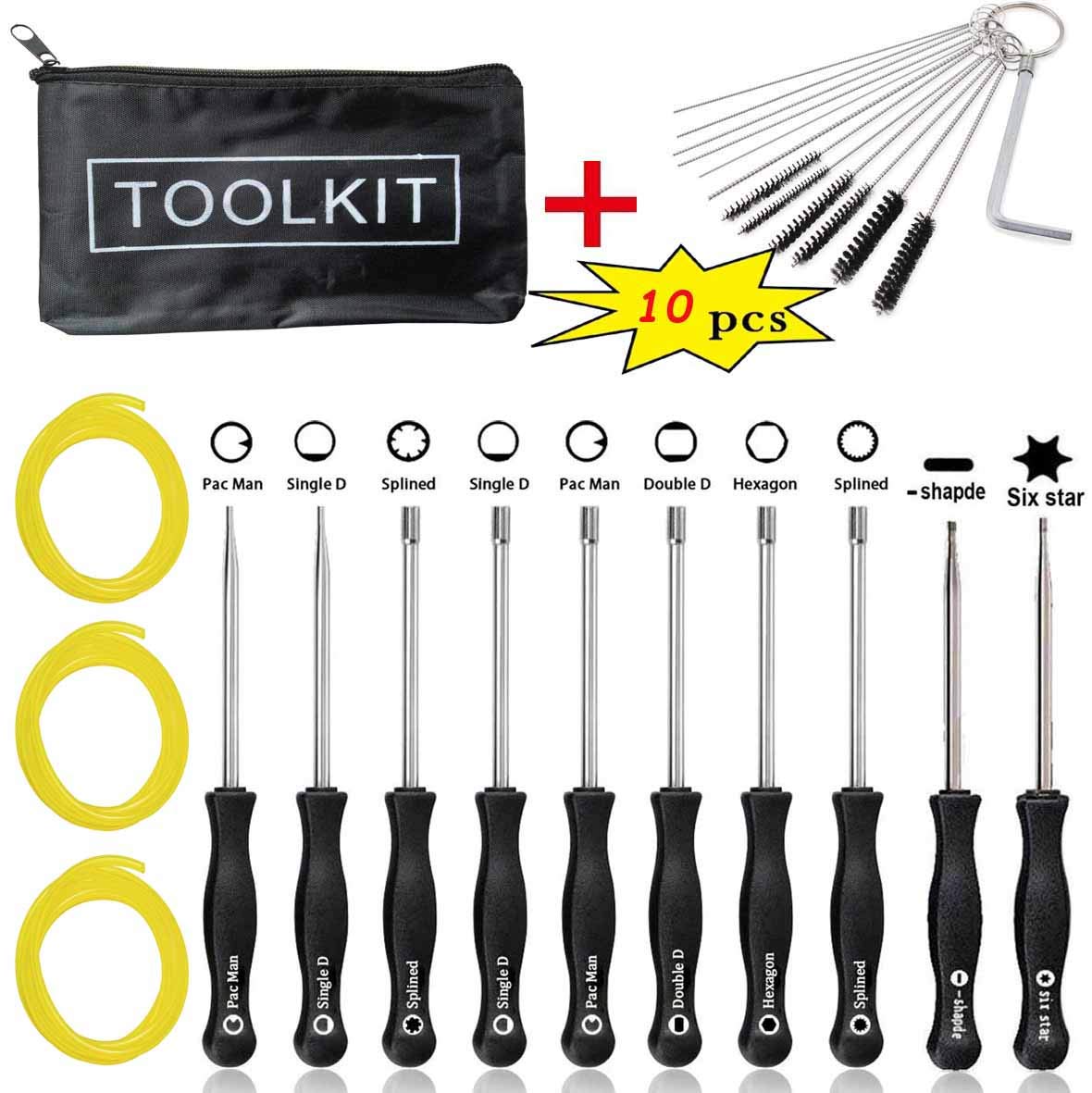 YHL 10pcs Carburetor Adjustment Tool for Common 2 Cycle Small Engine Echo STIHL Poulan Husqvarna MTD Ryobi Homelite Trimmer Weed Eater Chainsaw(Includes: Cleaning Brush + Black Toolkit+ Fuel Line)