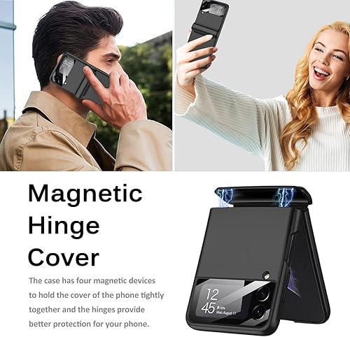 Miniatura 2 de Miimall Funda compatible con Samsung Galaxy Z Flip 3 con protección magnética de bisagra, carcasa magnética ultradelgada de policarbonato duro todo