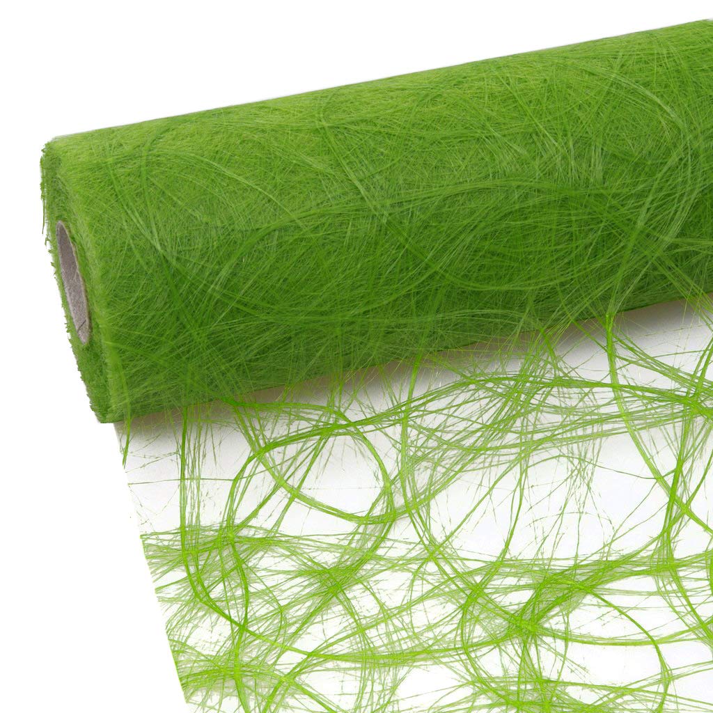 Deko AS GmbH Sizoweb Table Runner 25 Metre Roll + 100 Decorative Hearts (20 cm Wide, Apple Green)