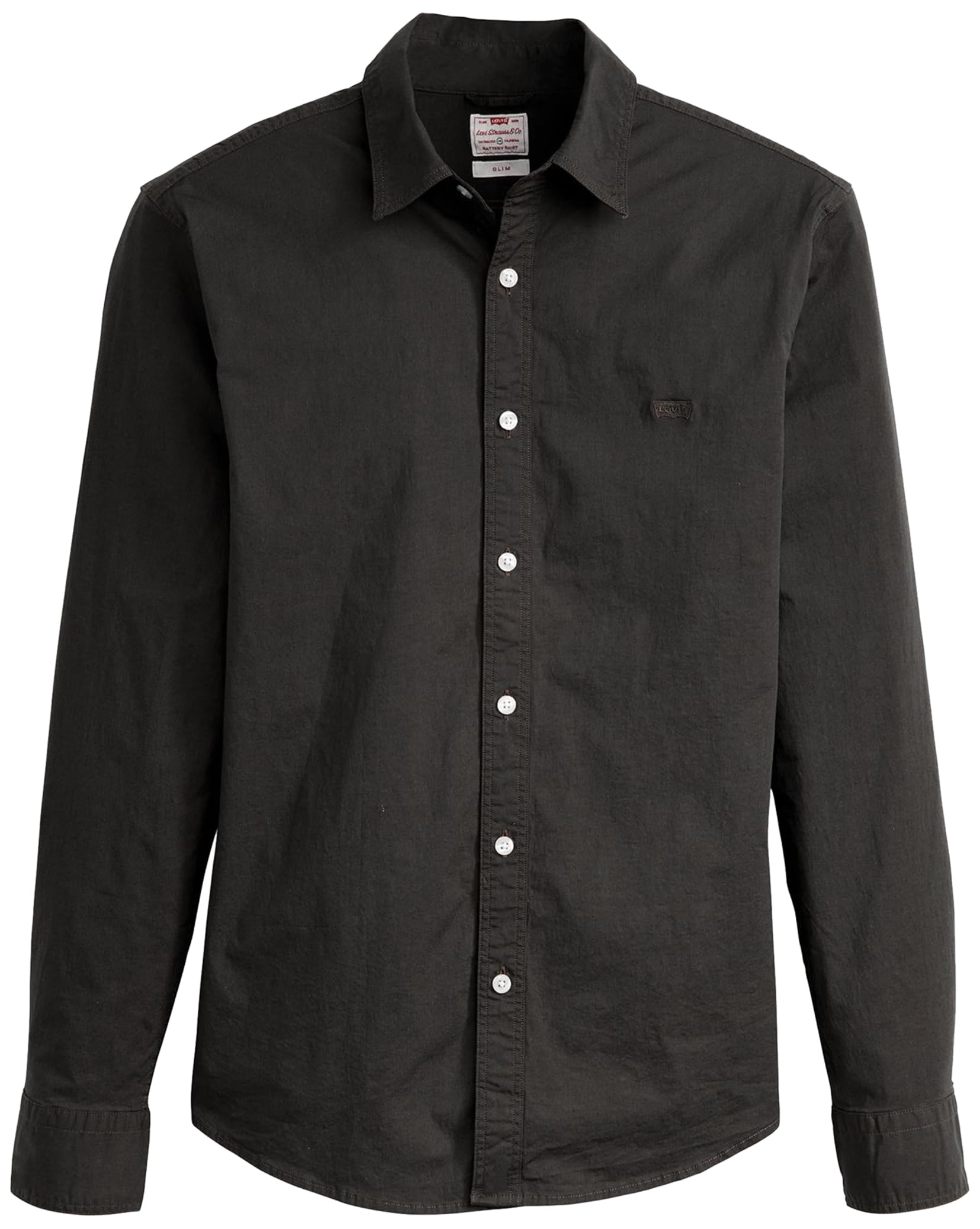 Levi's Men's Long-Sleeve Battery Housemark Slim Button Down Shirt, Jet Black, XS