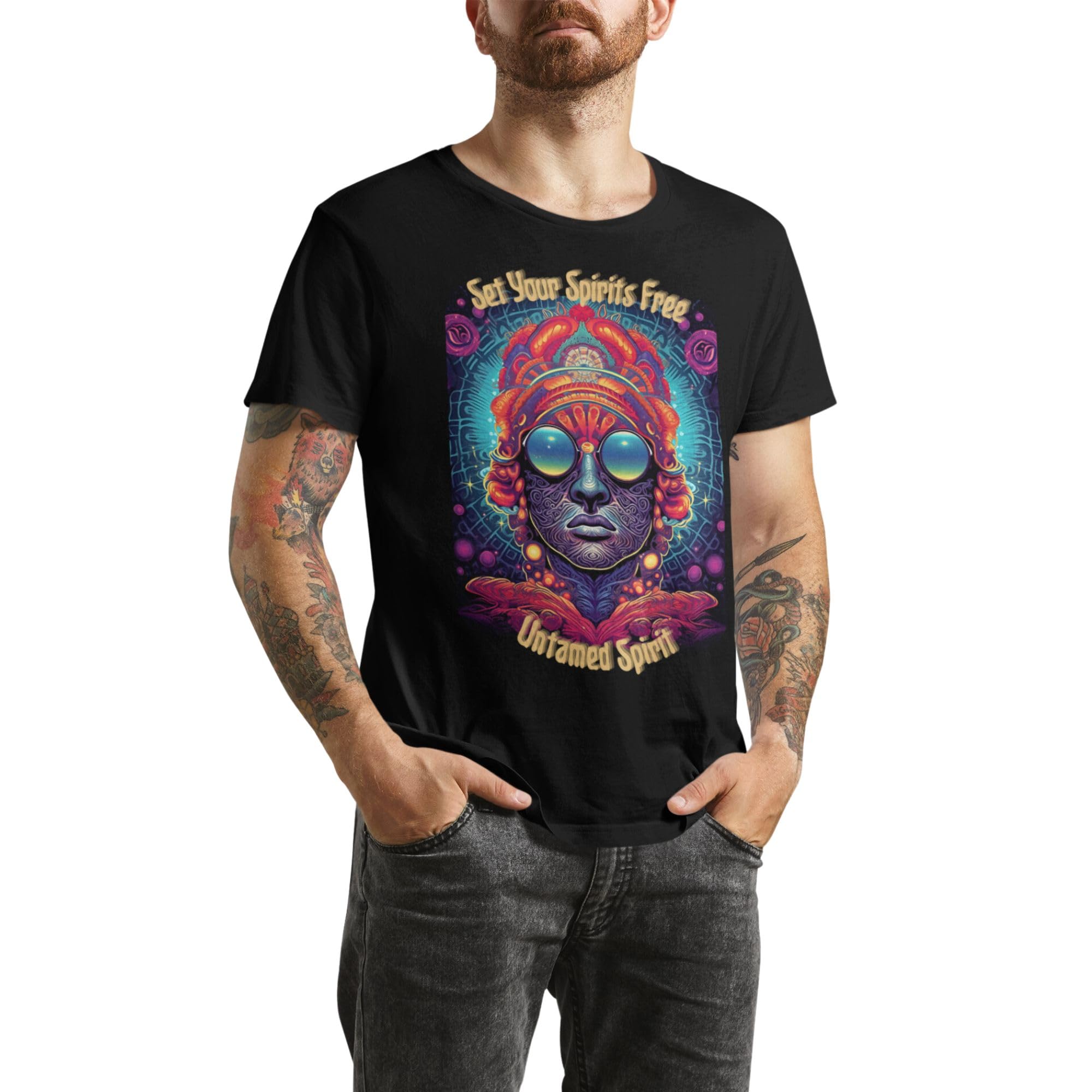 BE GROOVINPsychedelic T-Shirt, Half Sleeve Printed Cotton Tshirt, Round Neck tees, Branded Stylish Tees for Music Lovers, Regular fit Tshirt for Men and Women Music Festival wear Tshirt