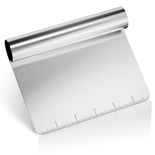 Rascador de banco de cocina – Herramienta raspadora multiusos de repostería con escala de medición, herramienta de corte de masa de pizza y pan,